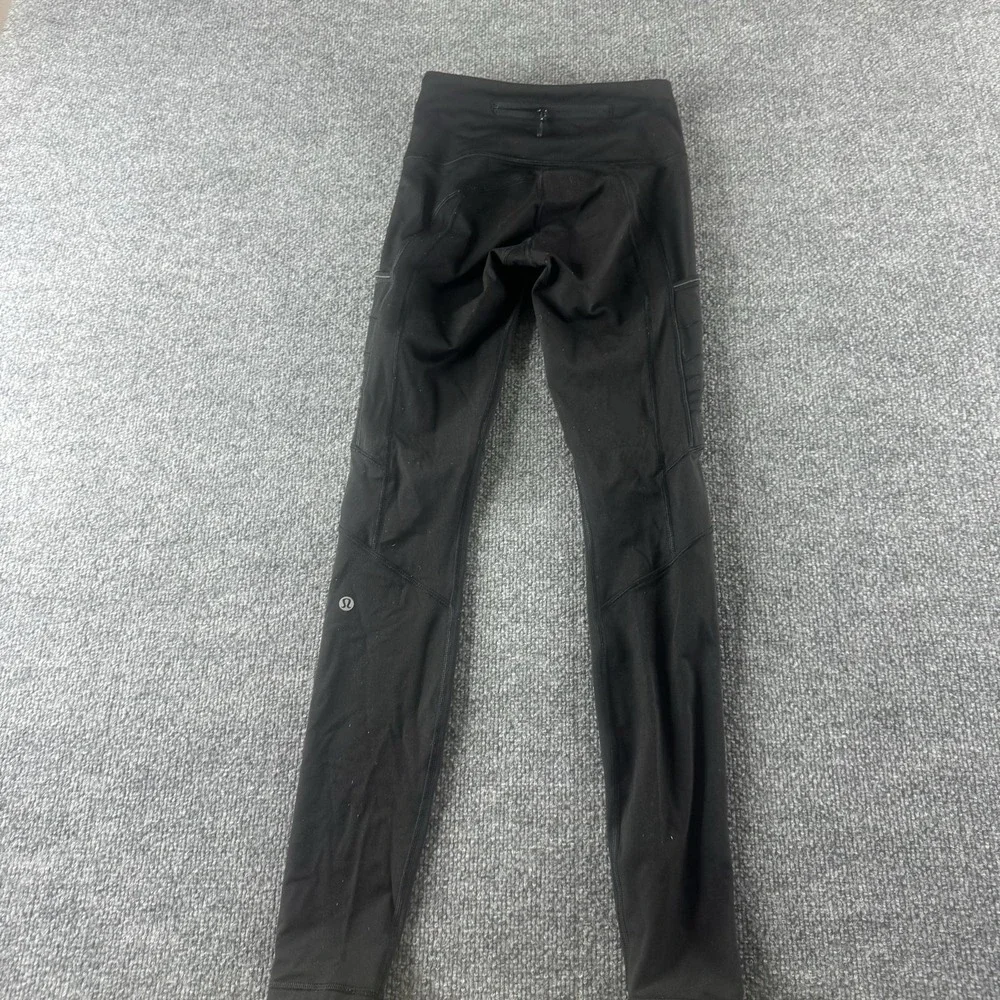 Lululemon Leggings Womens 2 Black Ankle Yoga Pants Pockets Workout Gym